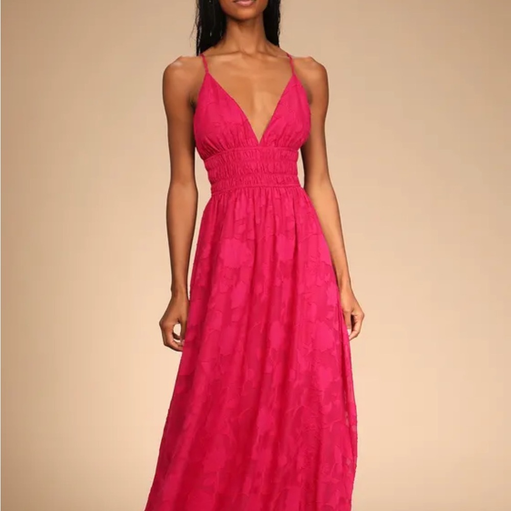 Lulus Pink Floral Patterned Sleeveless Dress